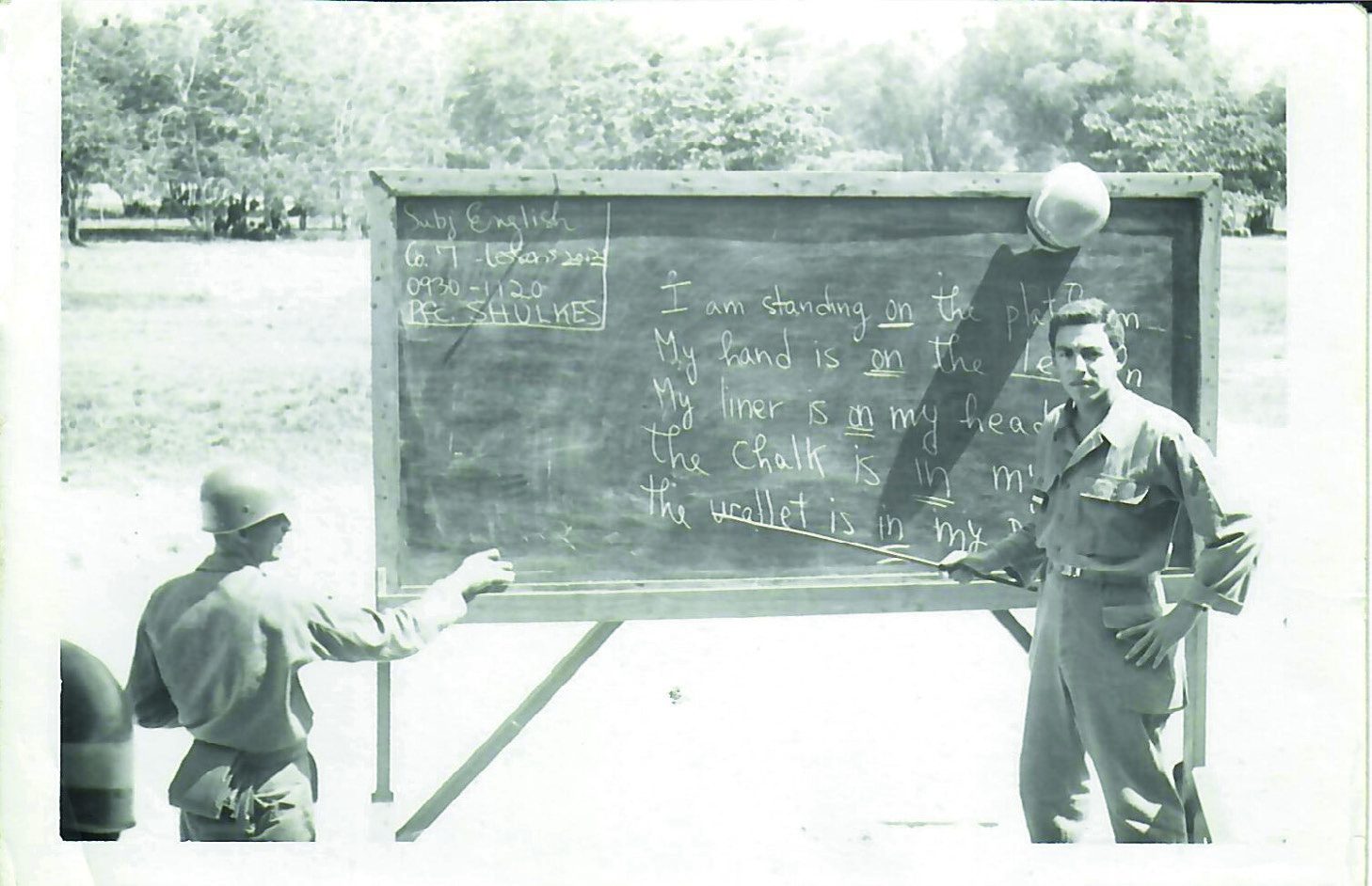 Me (right) teaching English to soldiers at Camp Tortuguero