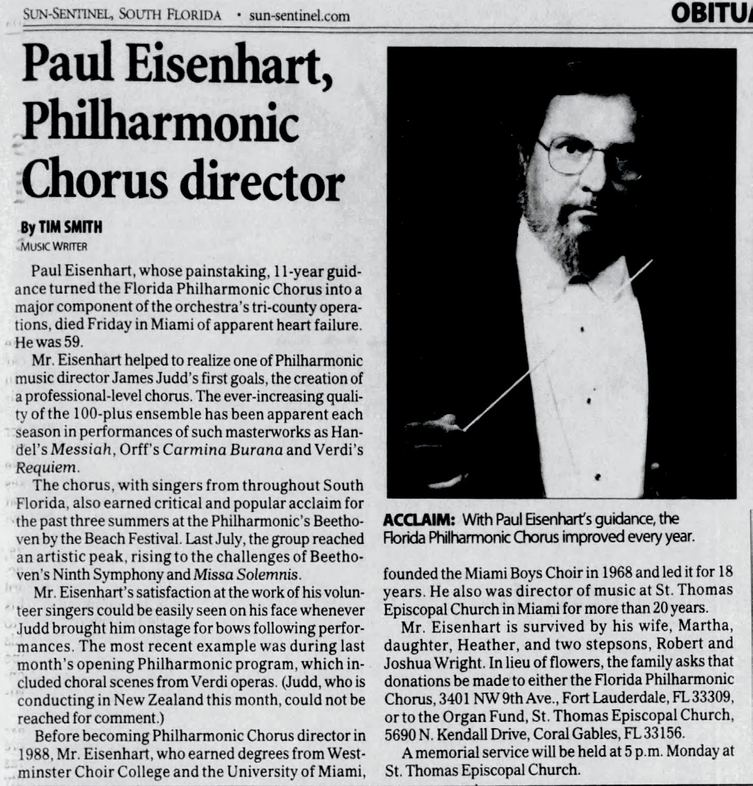 Paul Eisenhart, Conductor
