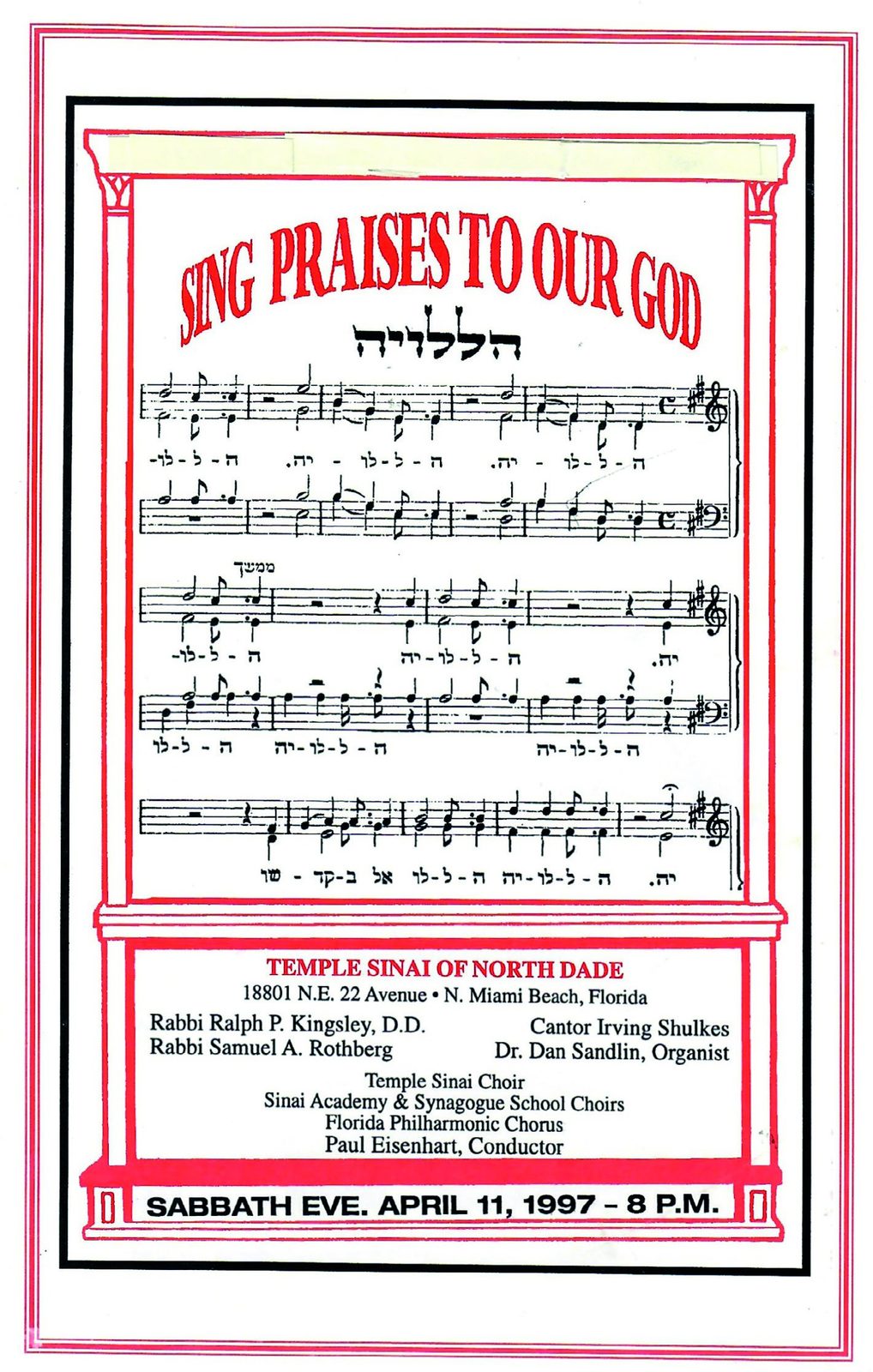 Philharmonic chorus program. In the program above, the music and the